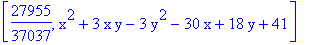 [27955/37037, x^2+3*x*y-3*y^2-30*x+18*y+41]